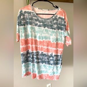 Turquoise, pink and grey oversized tie dye shirt